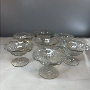 Sherbet Glasses Vintage Footed LE Smith Crackle Glass Set Of 7